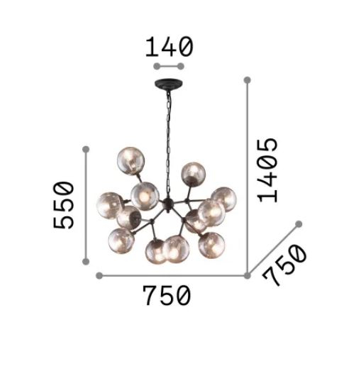 Candelabru KEPLER SP12, negru/chihlimbar, 12*E27, diametru 75 cm - IDEAL LUX [4]