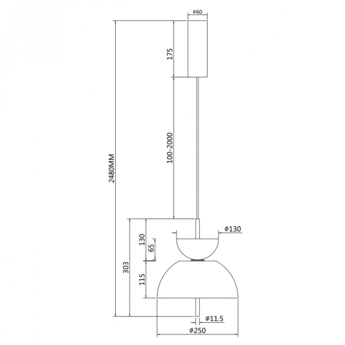Lampa suspendata LED BANGKOK II, negru/gri, 12W, 3000K, diametru 25 cm - MAYTONI [5]