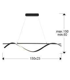 Lampa suspendata LED BOA, negru, 3000K, 1350 lm, lungime 150 cm - SCHULLER [4]
