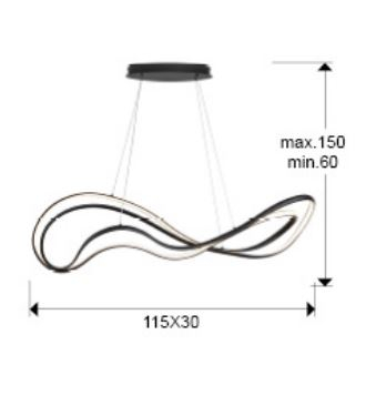 Lampa suspendata LED DANZA, negru, dimabila, 3000K, 3064 lm, lungime 115 cm - SCHULLER [5]