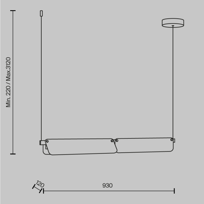 Lampa suspendata LED FLAT II, negru/alama, 3000K, 2480 lm, lungime 93 cm - MAYTONI [6]