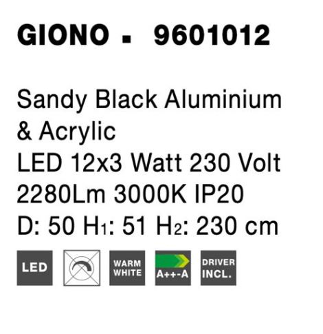 Lampa suspendata LED GIONO, negru, 3000K, 2280 lm, diametru 50 cm - NOVA LUCE [8]