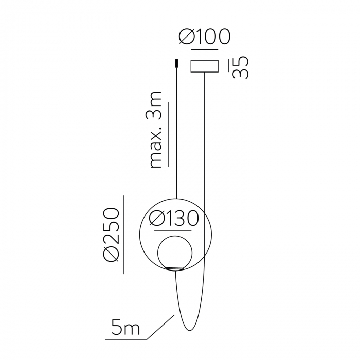 Lampa suspendata LED HALO 1L, auriu/alb, 2700-3000K, 370 lm - ACB [4]