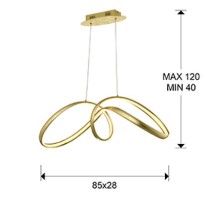 Lampa suspendata LED LIA, auriu, 3000K, 1800 lm, lungime 85 cm - SCHULLER [3]