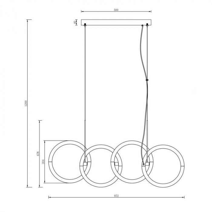 Lampa suspendata LED NODE, negru/alb, IP20, 40W, 3000K, lungime 100 cm - MAYTONI [4]