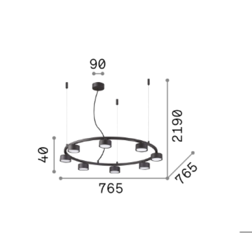 Lampa suspendata MINOR ROUND, negru, 8*GX53, diametru 76.5 cm - IDEAL LUX [5]