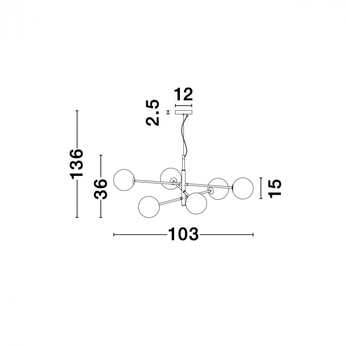 Lampa suspendata neagra cu auriu VITRA 103 cm - Nova Luce [2]