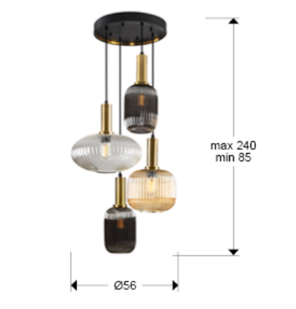 Lampa suspendata NORMA 4, alama/negru, diametru 56 cm - SCHULLER [4]