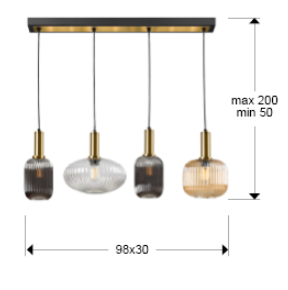 Lampa suspendata NORMA 4L, alama/negru, lungime 98 cm - SCHULLER [4]