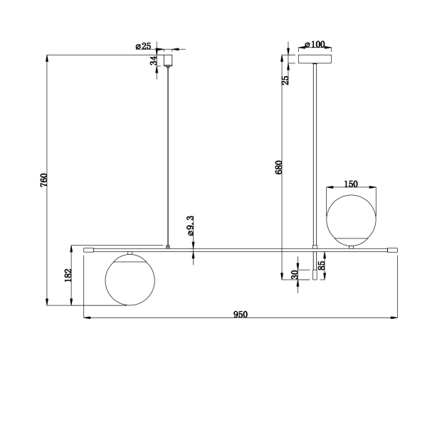 Lampa suspendata NOSTALGIA LINEAR, auriu/negru, lungime 95 cm - MAYTONI [5]
