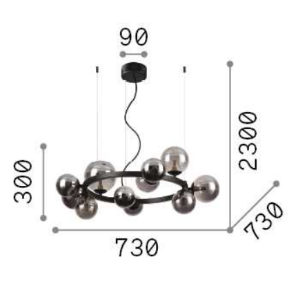 Lampa suspendata PERLAGE SP11, negru/fume, diametru 73 cm - Ideal lux [4]