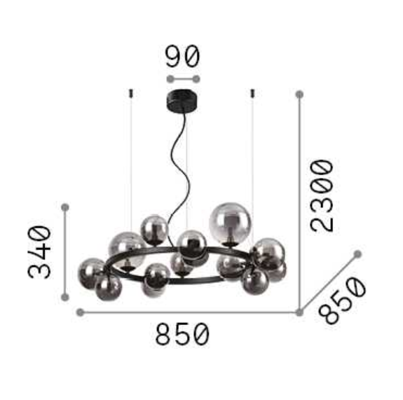 Lampa suspendata PERLAGE SP14, auriu/amber, diametru 85 cm - IDEAL LUX [3]
