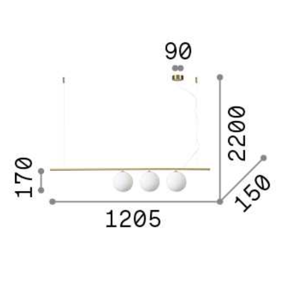 Lampa suspendata PERLINE SP3, negru, lungime 120.5 cm - IDEAL LUX [4]