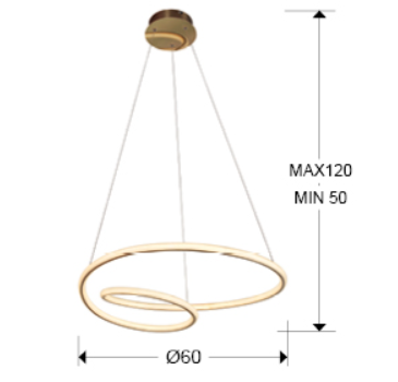Lampa suspendata TUBE LED aurie, 47 W, 3000K, diametru 60 cm - SCHULLER [4]