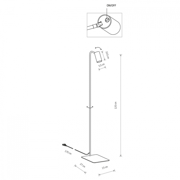 Lampadar MONO I negru, inaltime 120 cm - NOWODVORSKI [2]