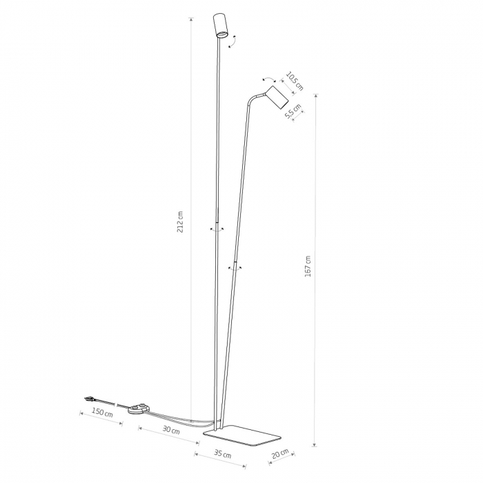 Lampadar MONO II, alb/auriu, inaltime 21.2 cm - NOWODVORSKI [2]