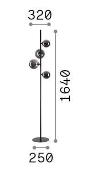 Lampadar PERLAGE PT4 negru/fume, inaltime 164 cm - IDEAL LUX [4]