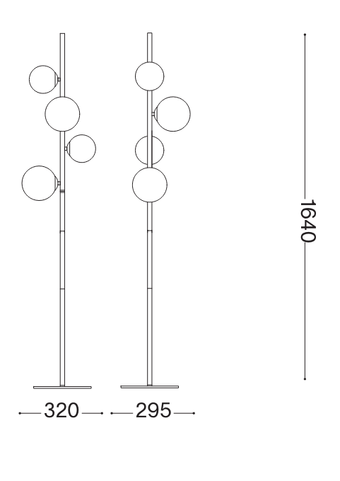 Lampadar PERLAGE PT4 auriu/amber, inaltime 164 cm - IDEAL LUX [2]
