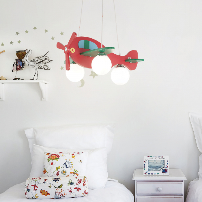 Lustra copii AVION SP3, multicolor, 3*E14, lungime 51 cm - IDEAL LUX [2]