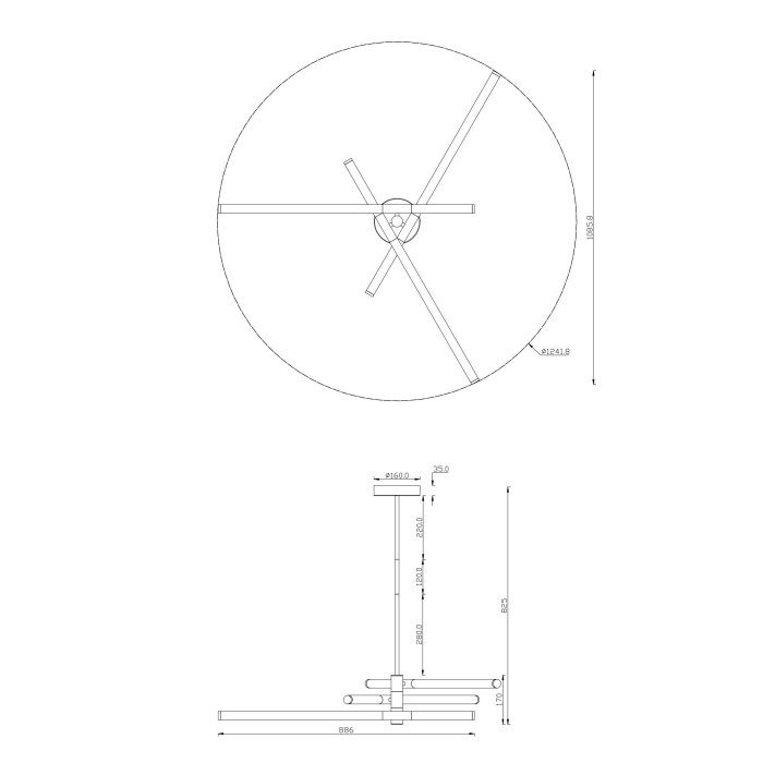 Lustra LED AXIS, alb/auriu, 40W, 3000K, diametru 124 cm - MAYTONI [4]