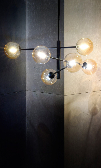 Lustra ORO VI, negru/chihlimbar, 6*G9, 12W, lungime 83 cm - SIGMA [3]