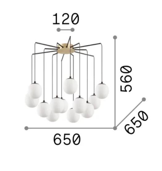 Lustra RHAPSODY SP 12, negru/alb/alama, 12*G9, diametru 65 cm - IDEAL LUX [4]
