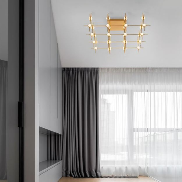 Lustra tip plafoniera LED ATOMO, auriu/alb, dimabila, 3000K, 6048 lm, lungime 75 cm - NOVA LUCE [5]