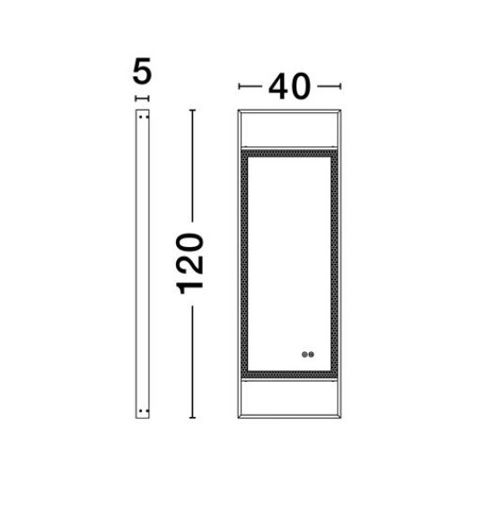 Oglinda dreptunghiulara LED DOUL, iluminare frontala, 385 lm, IP44, intrerupator touch, functie dezaburire, 40*120 cm - NOVA LUCE [6]