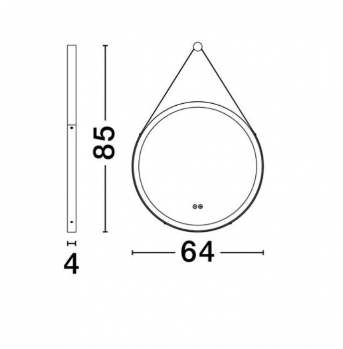 Oglinda rotunda LED REMS, iluminare frontala, curea decorativa, 701 lm, IP44, intrerupator touch, functie dezaburire, diametru 64 cm - NOVA LUCE [6]