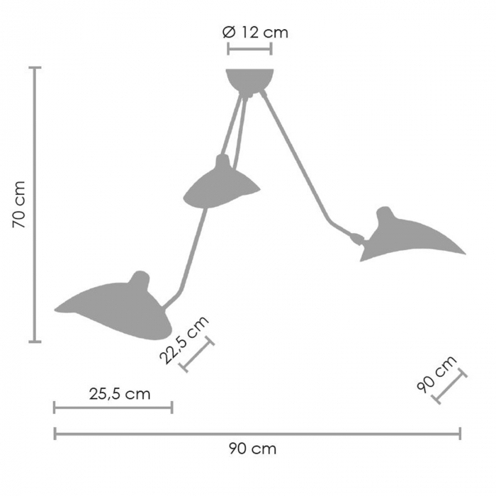 Lustra CRANE-3P neagra, 3*E14, 40W, lungime 90 cm - STEP INTO DESIGN [6]