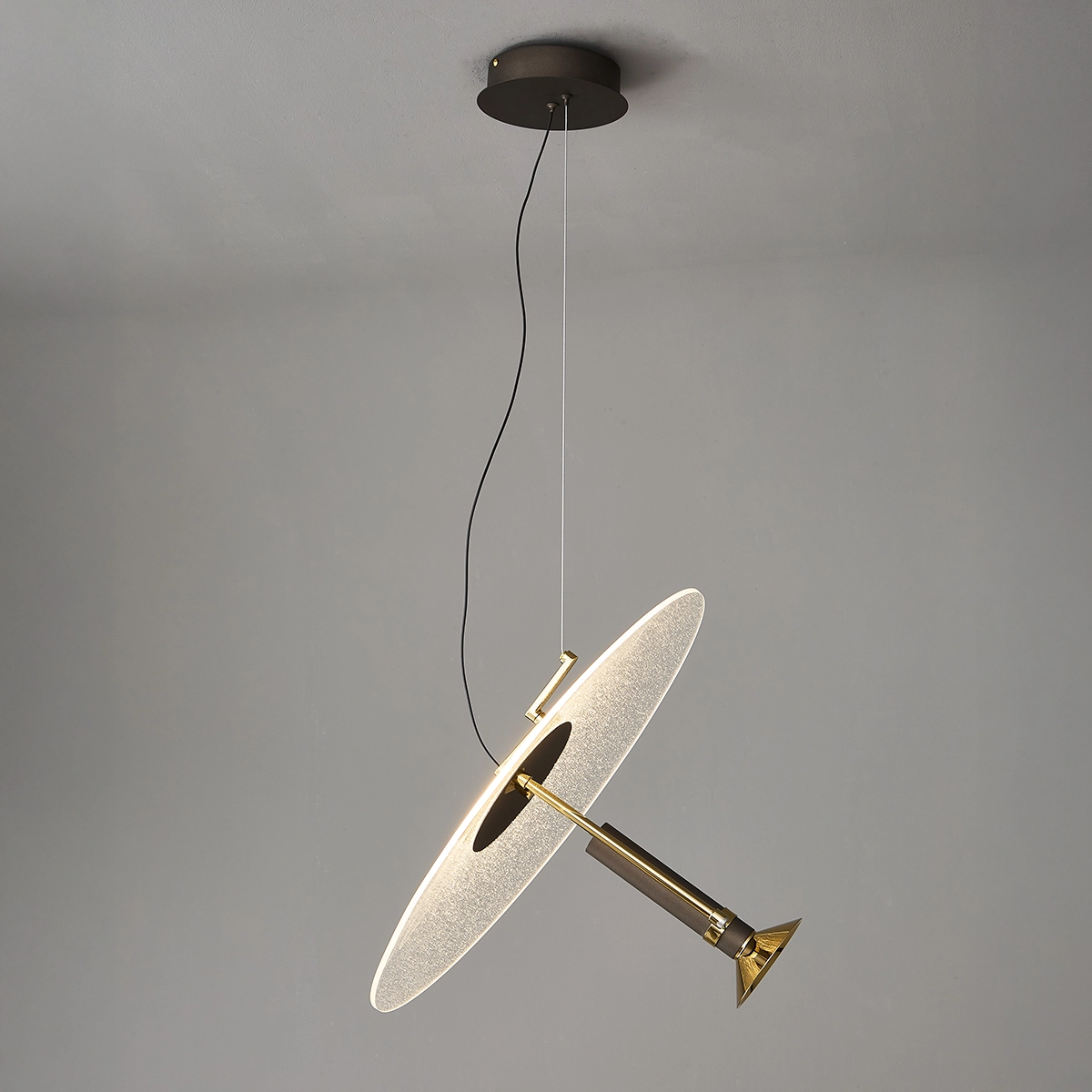 Lampa suspendata LED FANORA, negru/auriu, 3000K, 1680 lm, diametru 55 cm - ALTAVOLA DESIGN [2]