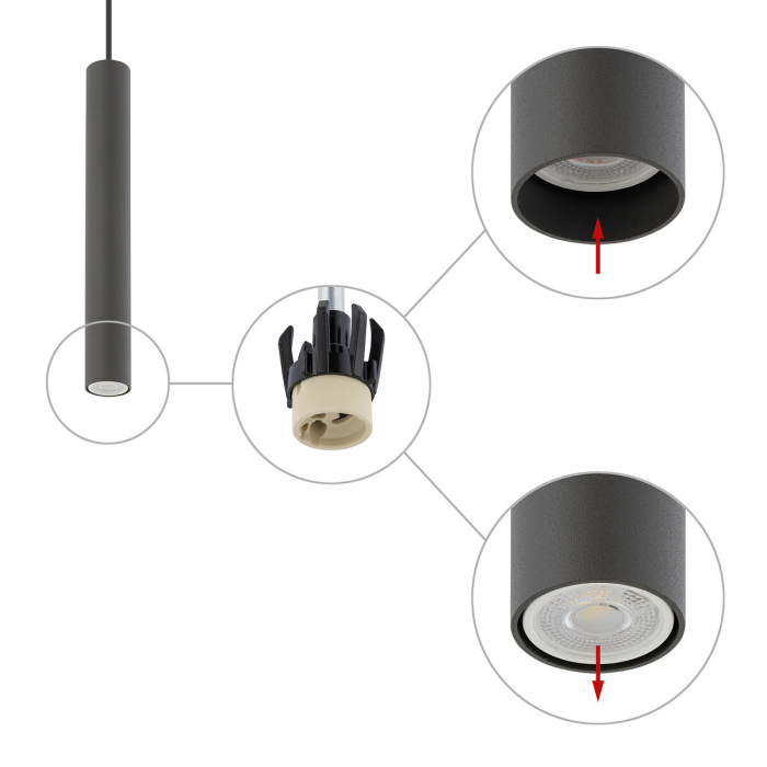 Pendul FOURTY M gri, 1*GU10, 10W, diametru 4 cm - NOWODVORSKI [4]