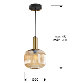 Pendul NORMA 1, negru/alamă/amber, 1*E27, diametru 20 cm - SCHULLER 225588 [6]