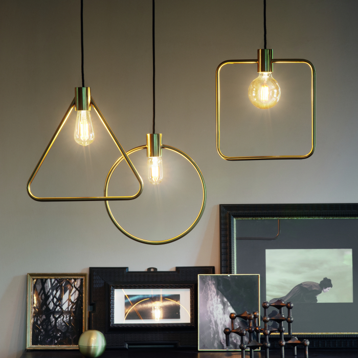 Pendul triunghi ABC alama, 1*E27, latime 33.5 cm - IDEAL LUX [2]