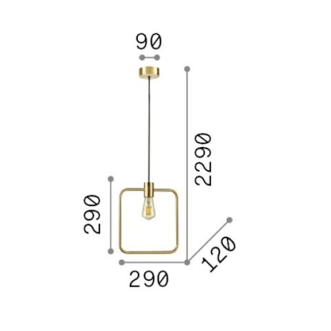 Pendul patrat ABC alama, 1*E27, dimensiune 29 cm - IDEAL LUX [4]