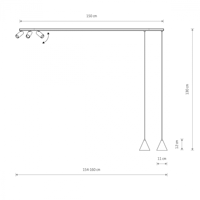 Plafoniera cu spoturi si pendule FOURTY V, alb, lungime 150 cm - NOWODVORSKI [2]