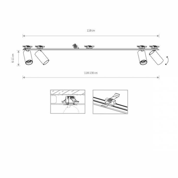 Plafoniera incastrabila in tavan cu spoturi MONO SURFACE IV, negru/auriu, 4*GU10, lungime 118 cm - NOWODVORSKI [3]