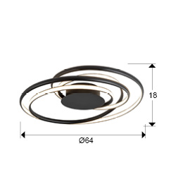 Plafonieră LED DANZA, negru, dimabilă, 3000K, 64 cm - SCHULLER 513061 [3]