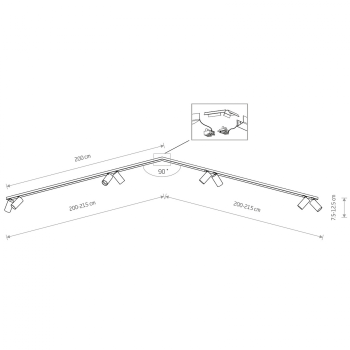 Plafoniera pentru colt cu spoturi MONO VIII, alb/auriu, 8*GU10, lungime 200 cm - NOWODVORSKI [2]