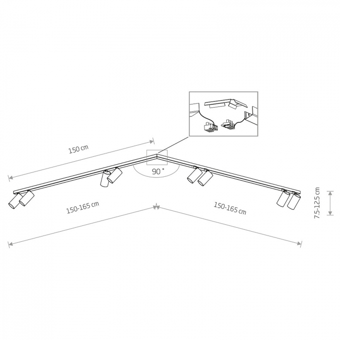 Plafoniera pentru colt cu spoturi MONO VIII, alb, 8*GU10, lungime 150 cm - NOWODVORSKI [2]