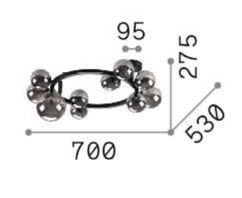 Lustra tip plafoniera PERLAGE PL10, auriu/amber, 10*G9, lungime 70 cm - IDEAL LUX [3]