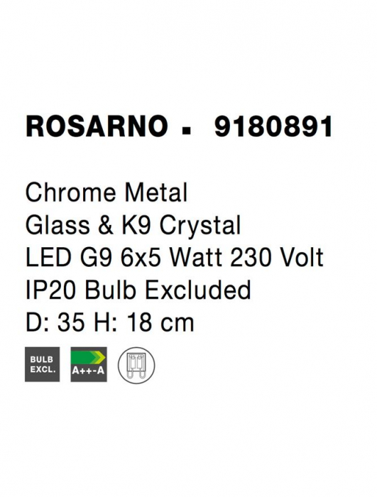 Plafoniera ROSARNO crom, 6*G9, 5W, diametru 35 cm - NOVA LUCE [5]