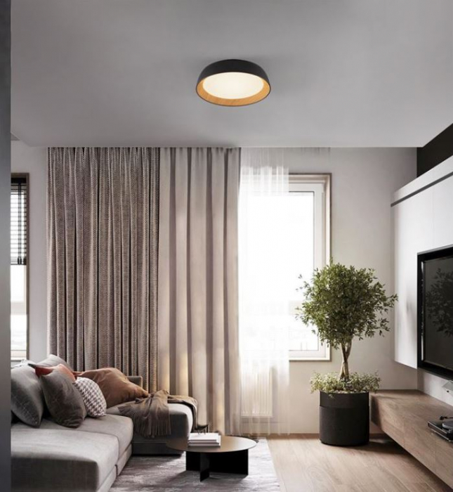 Plafoniera rotunda LED SIGI, negru/lemn, dimabila, 3000K, 3081Lm, diametru 45 cm - NOVA LUCE [4]