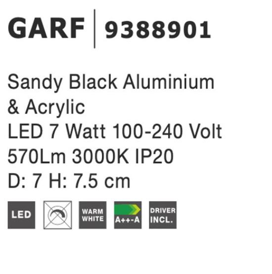 Spot aplicat LED GARF, negru, 3000K, 570 lm, diametru 7 cm - NOVA LUCE [7]