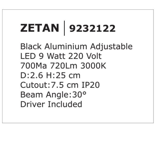 Spot incastrat LED ZETAN negru, 3000k, 720 lm, inaltime 25 cm - NOVA LUCE [10]