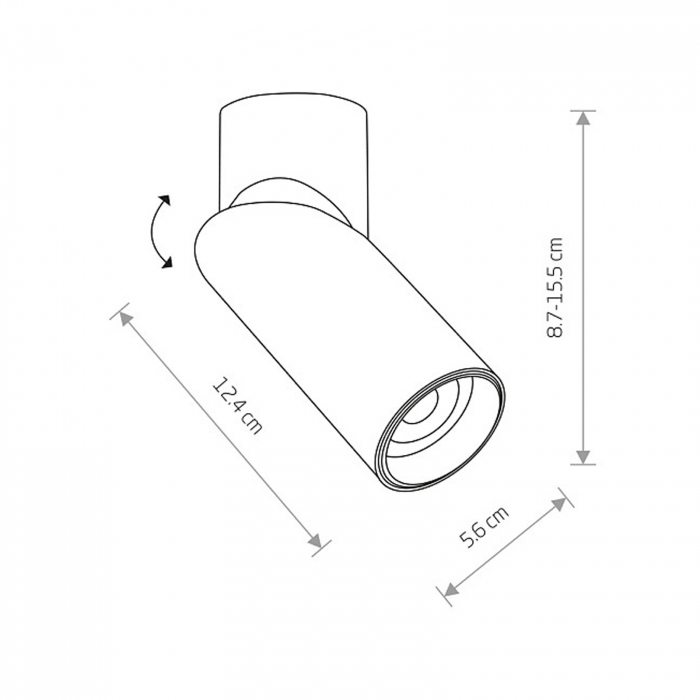 Spot mobil pentru tavan INDIA, lungime 12.4 cm [3]