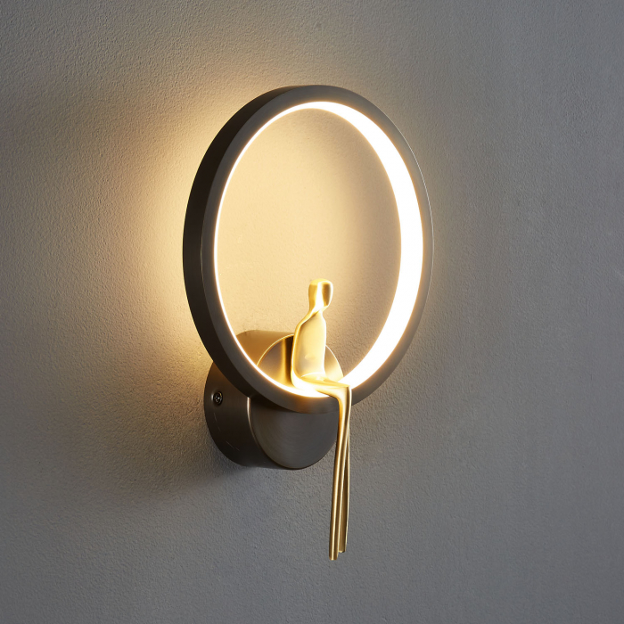 Lampă de perete LED AMICI RING, negru/auriu, 3000K [2]