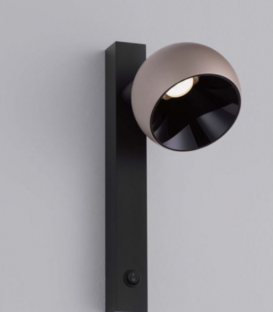 LED - Aplica de perete LED LUSA cu intrerupator, negru/auriu, 3000K, 644 lm, inaltime 26 cm - NOVA LUCE