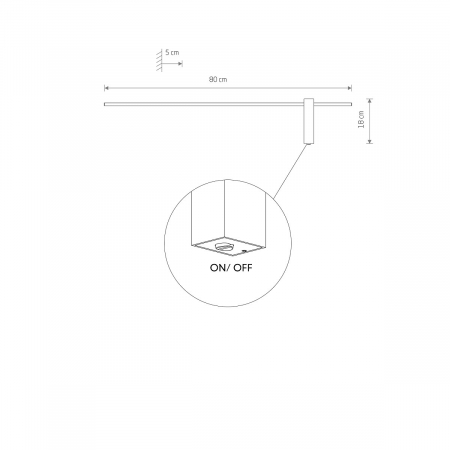 Aplica de perete LED MOTIVE M cu intrerupator, neagra, 3000K, 380 lm, lungime 80 cm - NOWODVORSKI [2]