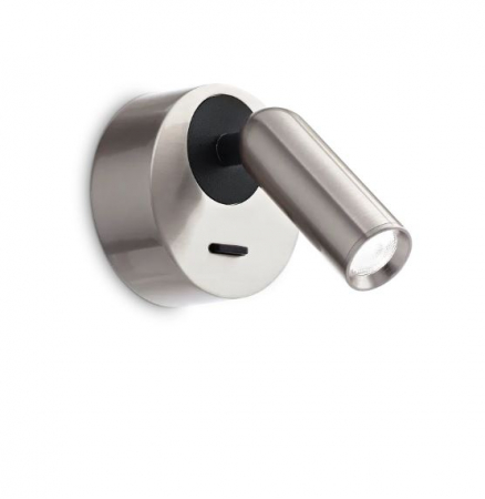 LED - Aplica perete LED BEAN ROUND, nichel/negru, 3000K, 280 lm, inaltime 8.5 cm - IDEAL LUX